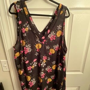 Black with flowers, lightweight tank top